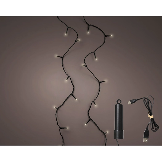 guirlande led exterieur 8 fonctions avec batterie 7,4 m lumière chaude