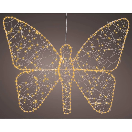 figure papillon en métal doré microled extérieur 43 x 58 cm