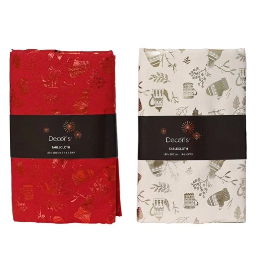 nappe polyester de noël 140 x 180 cm, couleurs assorties