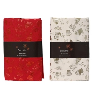 nappe polyester de noël 140 x 180 cm, couleurs assorties