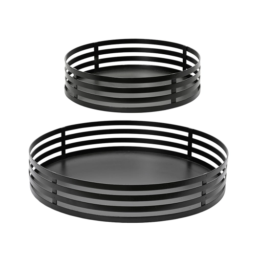 ensemble de plateaux en fer noir ø38 et ø28 cm, 2 pièces