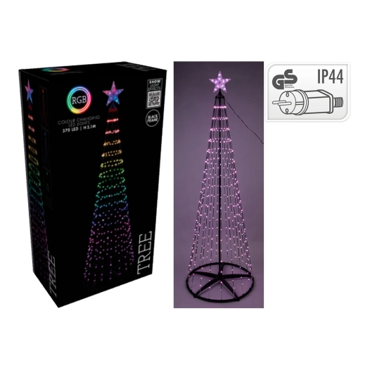 sapin de noel 370 led rgb noir 2,10 m