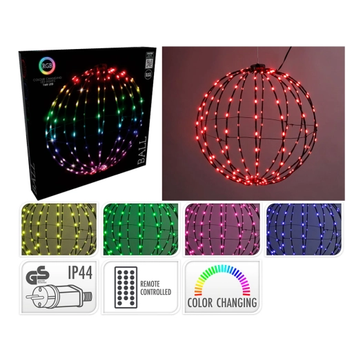 boule métal pliable, avec 168 led rgb ø40 cm
