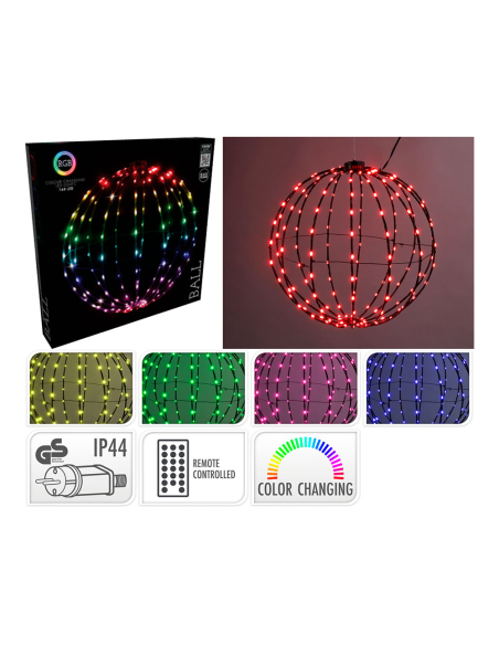 Boule LED Pliable RGB 168 LED RGB, Pliable, Ø40cm - BASIC & CO