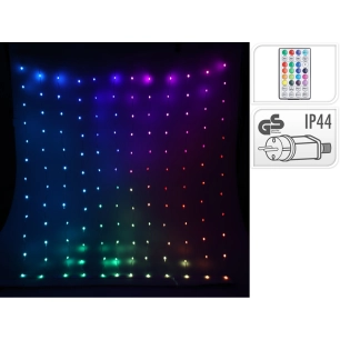 rideau 400 led rvb avec perles transparentes