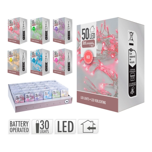guirlande de 50 led aux couleurs pastel, couleurs assorties