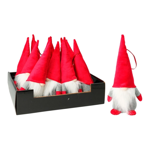 gnome gris et chapeau rouge 8 x 22 cm