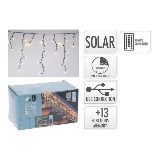 guirlande solaire rechargeable 240 led blanc chaud