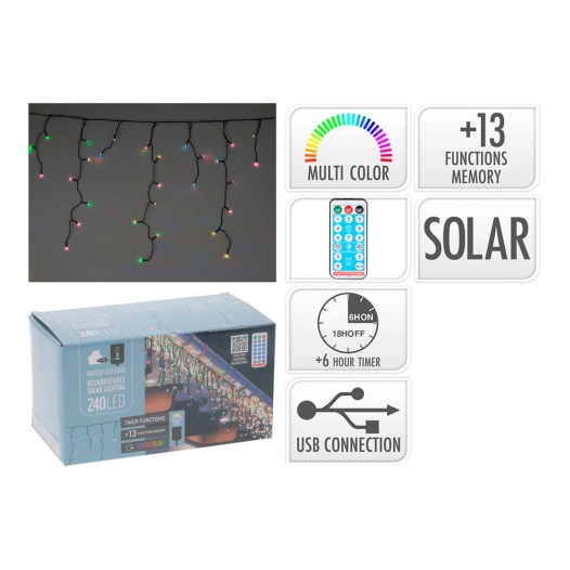 guirlande solaire rechargeable 240 led multicolore