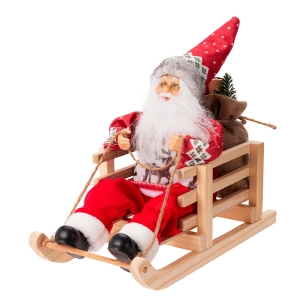père noël en luge, 15 x 34 x 25 cm