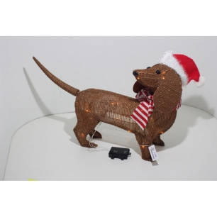 chien brun avec chapeau de noël. 40 led