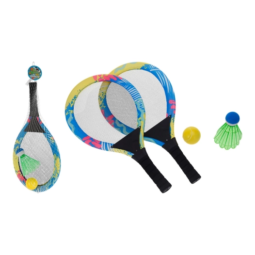 lot de 2 raquettes avec balle de tennis et badmintong