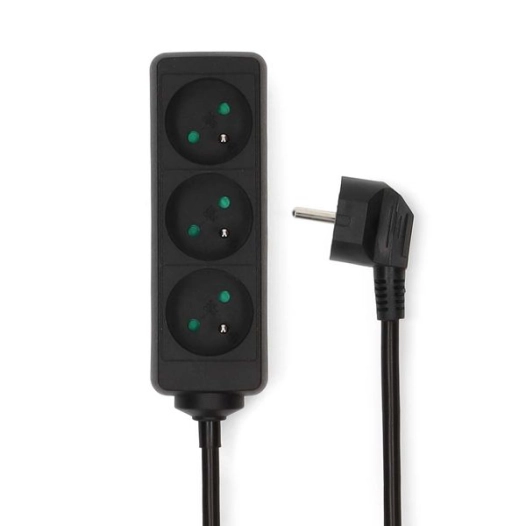 nedis bloc 3 prises avec interrupteur - esoc315e1bk - nedis