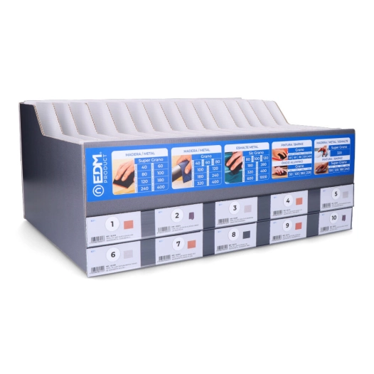 présentoir en carton pour papiers de verre 49x22x37cm edm