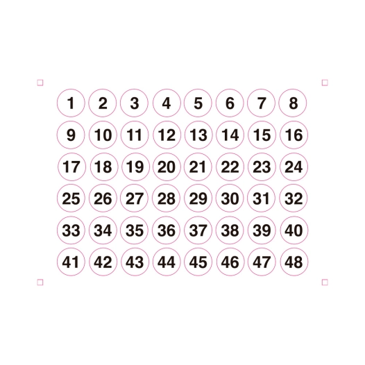 lot de 2 feuilles adhésives a5 identifiants numéros ronds de 1 à 48 edm