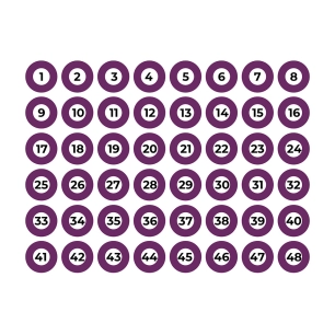 feuille adhésive a4 numérotée 1-48 violet edm.