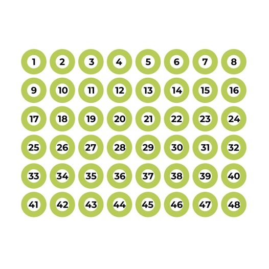 feuille adhésive a4 numérotée 1-48 vert edm