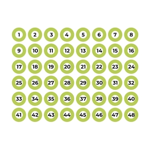 feuille adhésive a4 numérotée 1-48 vert edm