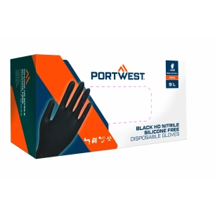 gant jetable en nitrile non poudré (pk100) - taille s - noir - portwest