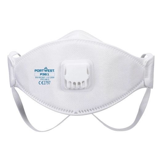 masque respiratoire ffp3 pliable avec valve – modèle dolomite (boîte de 10) - blanc - portwest