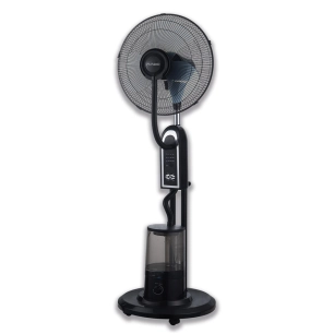 ventilateur brumisateur gregal, 3 vitesses, ø 43 cm, 75 w, noir, 43 x 40 x 129 cm