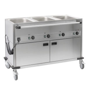 Chariot bain-marie à eau 3xGN 1/1 avec soubassement chauffant horizontal - CASSELIN