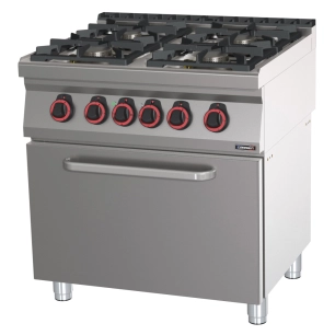 Fourneau gaz 4 feux avec four électrique statique GN 2/1 HP 80 - CASSELIN