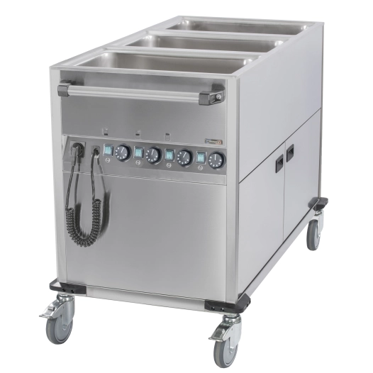 Chariot bain-marie à eau 3xGN 1/1 avec soubassement chauffant vertical - CASSELIN