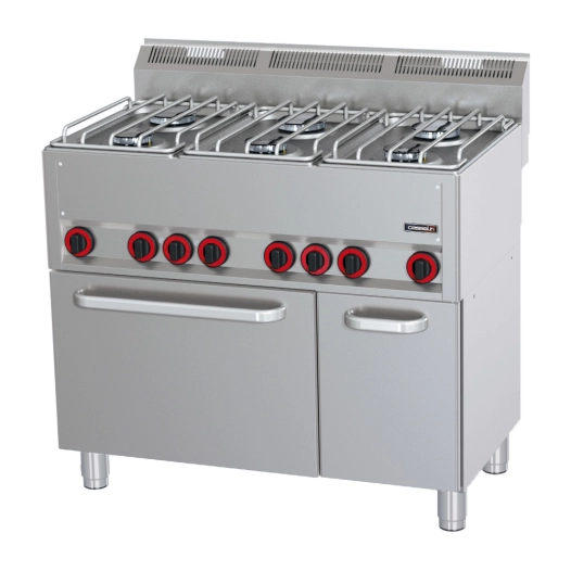 Fourneau gaz 6 feux avec four électrique ventilé GN 1/1 P 99 - CASSELIN