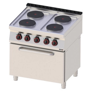 Fourneau électrique 4 feux avec four électrique ventilé GN 1/1 80 - CASSELIN