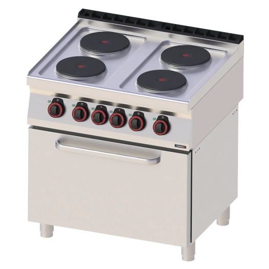 Fourneau électrique 4 feux avec four électrique statique GN 2/1 80 - CASSELIN