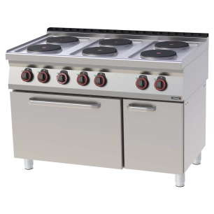 Fourneau électrique 6 feux avec four électrique ventilé GN 1/1 120 - CASSELIN