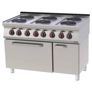 Fourneau électrique 6 feux avec four électrique statique GN 2/1 120 - CASSELIN