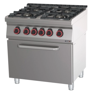 Fourneau gaz 4 feux avec four électrique statique GN 2/1 80 - CASSELIN