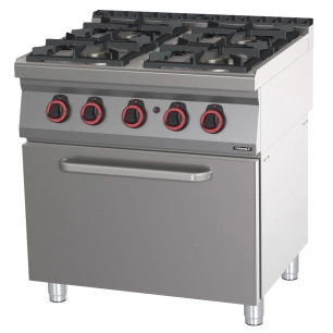 Fourneau gaz 4 feux avec four à gaz GN 2/1 80 - CASSELIN