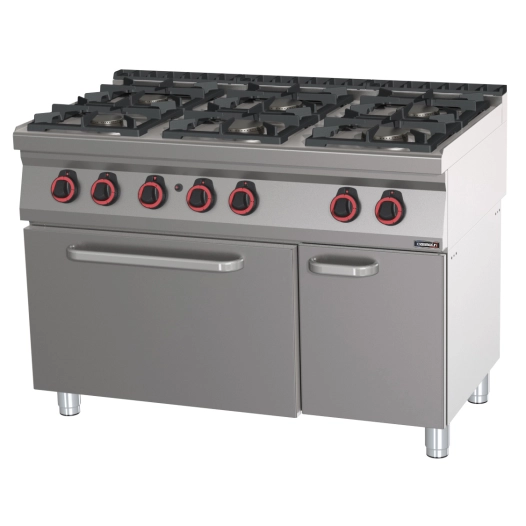 Fourneau gaz 6 feux avec four à gaz GN 2/1 120 - CASSELIN