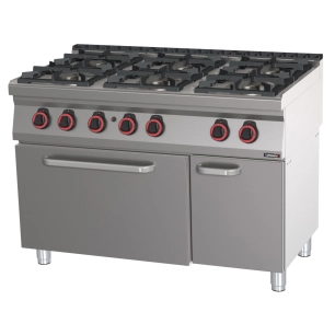 Fourneau gaz 6 feux avec four à gaz GN 2/1 120 - CASSELIN