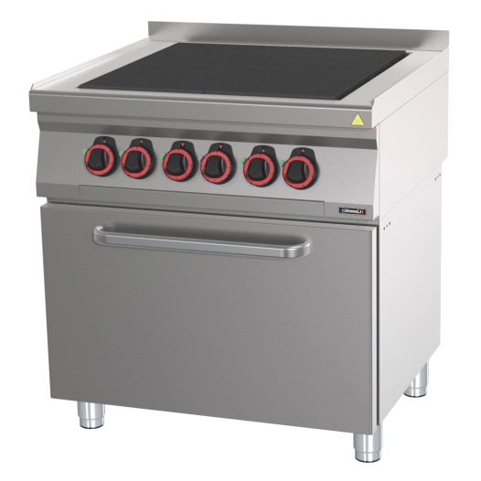 Fourneau électrique 4 plaques coup de feu avec four électrique statique GN 2/1 80 - CASSELIN