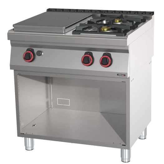 Fourneau gaz 2 feux + 1 plaque coup de feu avec soubassement 80 - CASSELIN