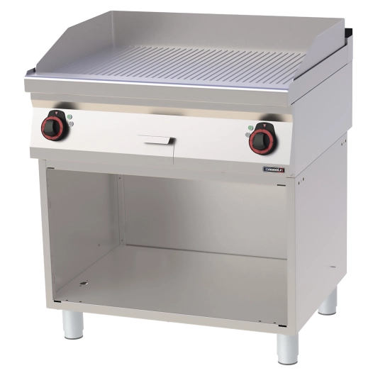 Plaque à snacker Fonte Rainurée avec soubassement 80 - CASSELIN