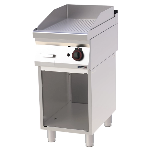 Plaque à snacker Chrome Rainurée avec soubassement Gaz 40 - CASSELIN