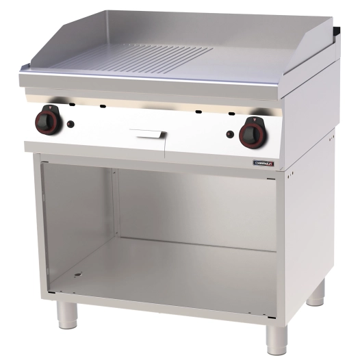 Plaque à snacker Chrome Rainurée Lisse avec soubassement Gaz 80 - CASSELIN