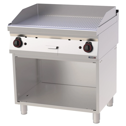 Plaque à snacker Chrome Rainurée avec soubassement Gaz 80 - CASSELIN