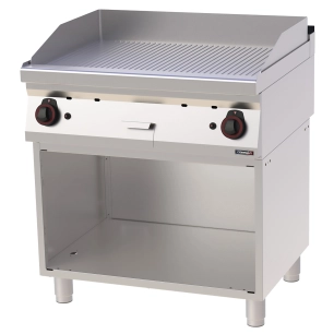 Plaque à snacker Chrome Rainurée avec soubassement Gaz 80 - CASSELIN