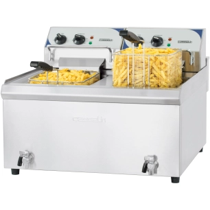 Friteuse électrique avec vanne de vidange 2 x 10 litres haut rendement - CASSELIN