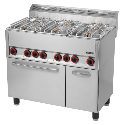 Fourneau gaz 6 feux avec four électrique ventilé GN 1/1 99 - CASSELIN