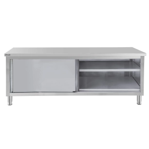Table de travail Inox 700 avec portes coulissantes 1200 mm - CASSELIN