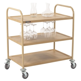 Chariot de service imitation bois 3 plateaux - CASSELIN