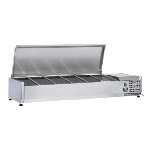 Saladette à poser 5 x GN 1/3 + 1 GN 1/2 avec couvercle - CASSELIN