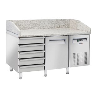 Table à pizza réfrigérée 5 tiroirs 1 porte - CASSELIN